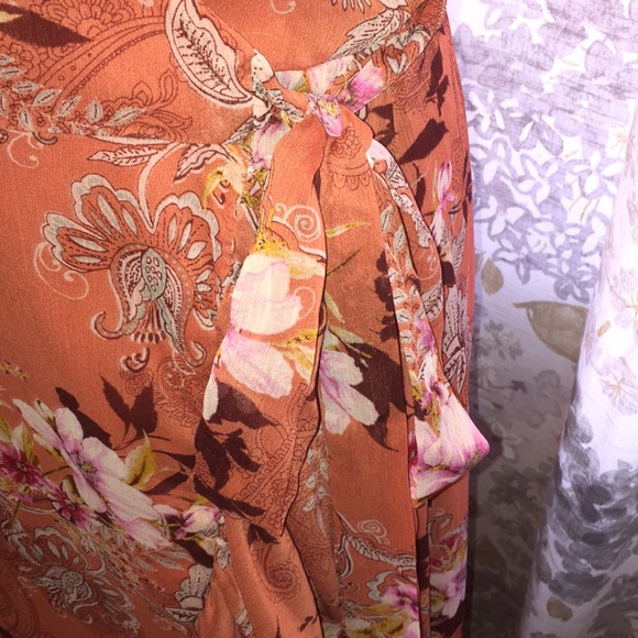 WONDERLY BOHO SHEER FLORAL WRAP DRESS - Picture 9 of 11